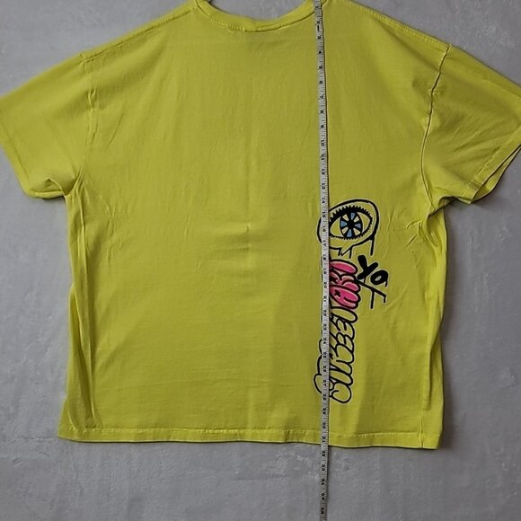 No Boundaries Mens 3X Large Tshirt Neon Yellow Oversized Airbrush Street Art Y2K - Picture 8 of 12